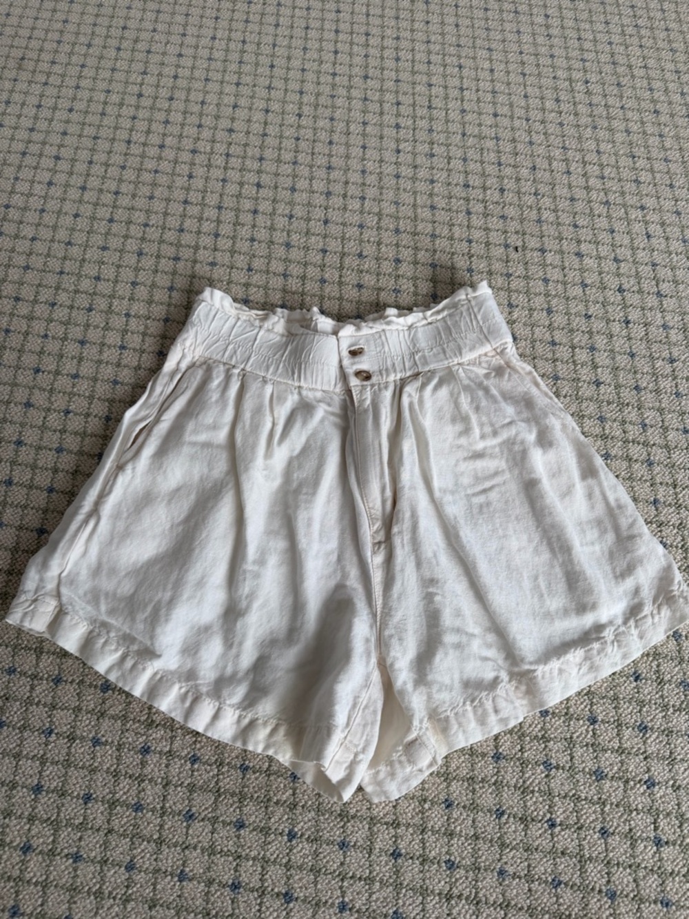 Madewell Cream High-Waist Linen-Blend Paperbag Shorts